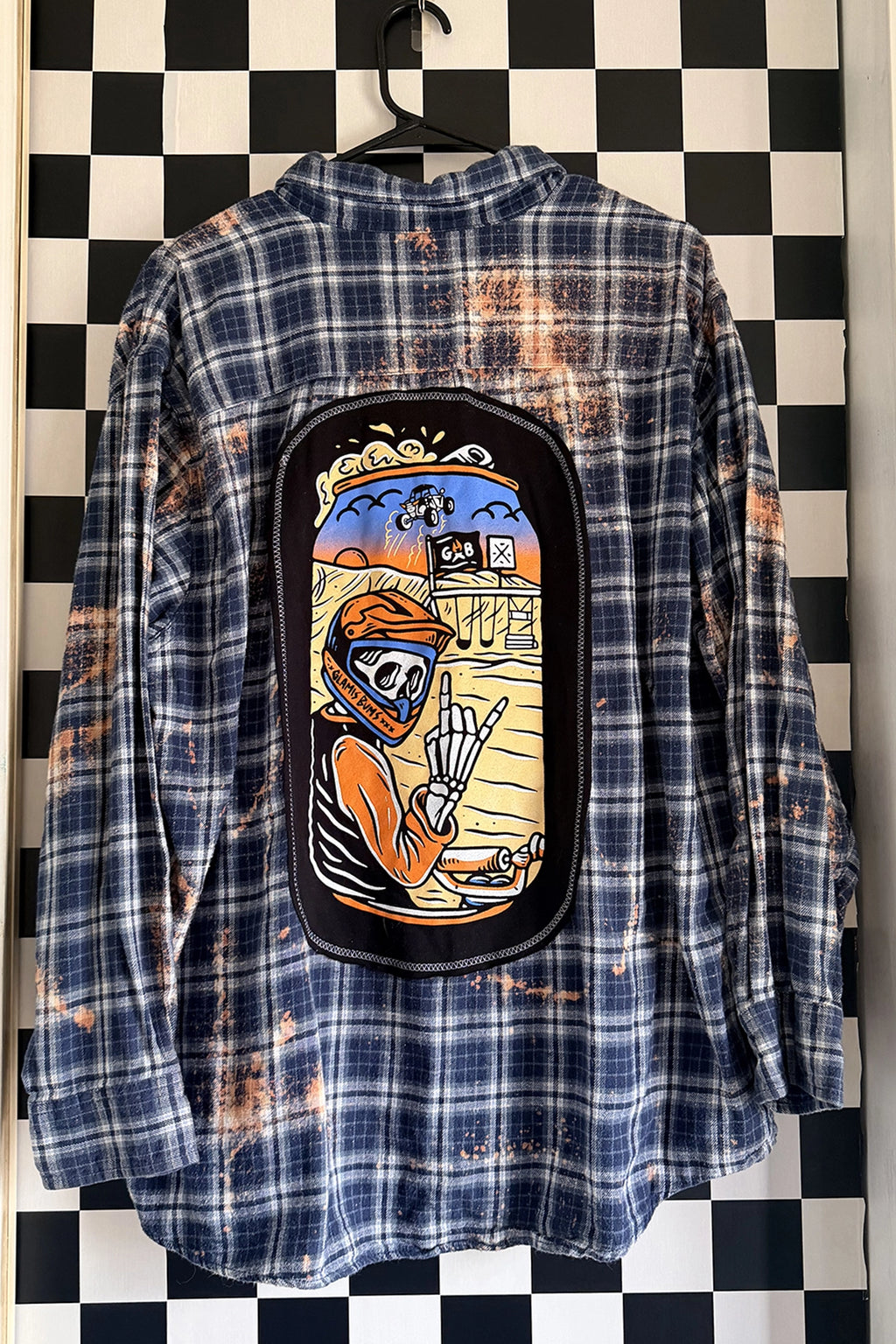 Moto Skeleton Beer Can Flannel