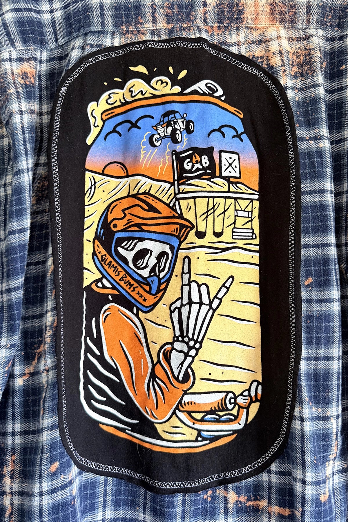 Moto Skeleton Beer Can Flannel