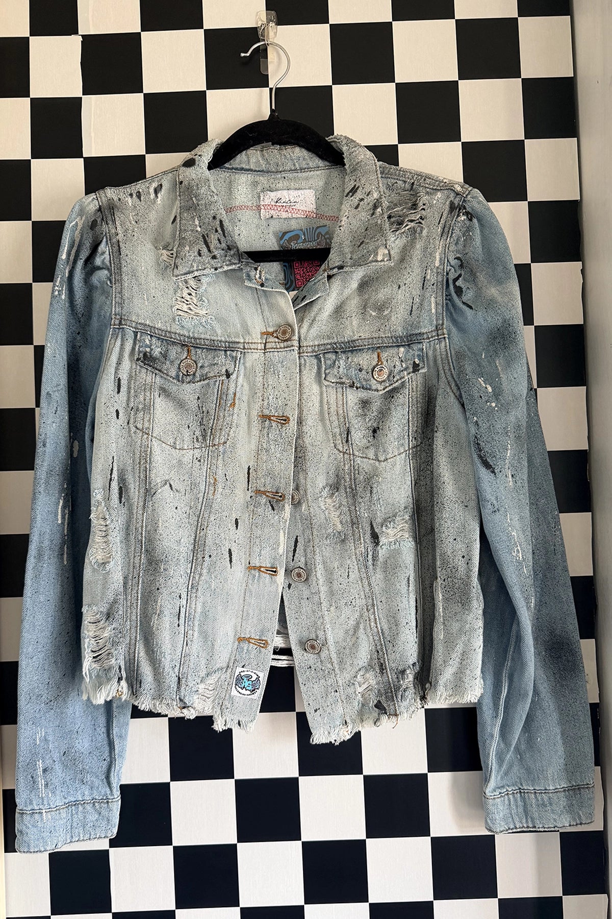 Skull & Roses Shredded Denim Jacket