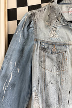 Skull & Roses Shredded Denim Jacket