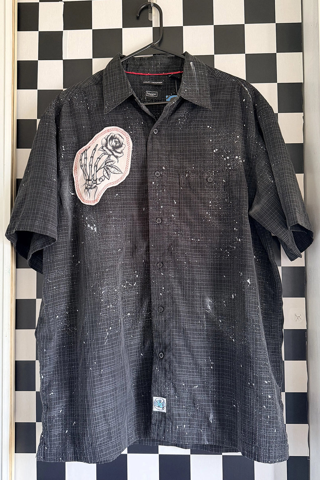 Skeleton Rose Hand Button-Up