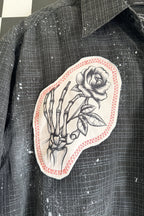 Skeleton Rose Hand Button-Up