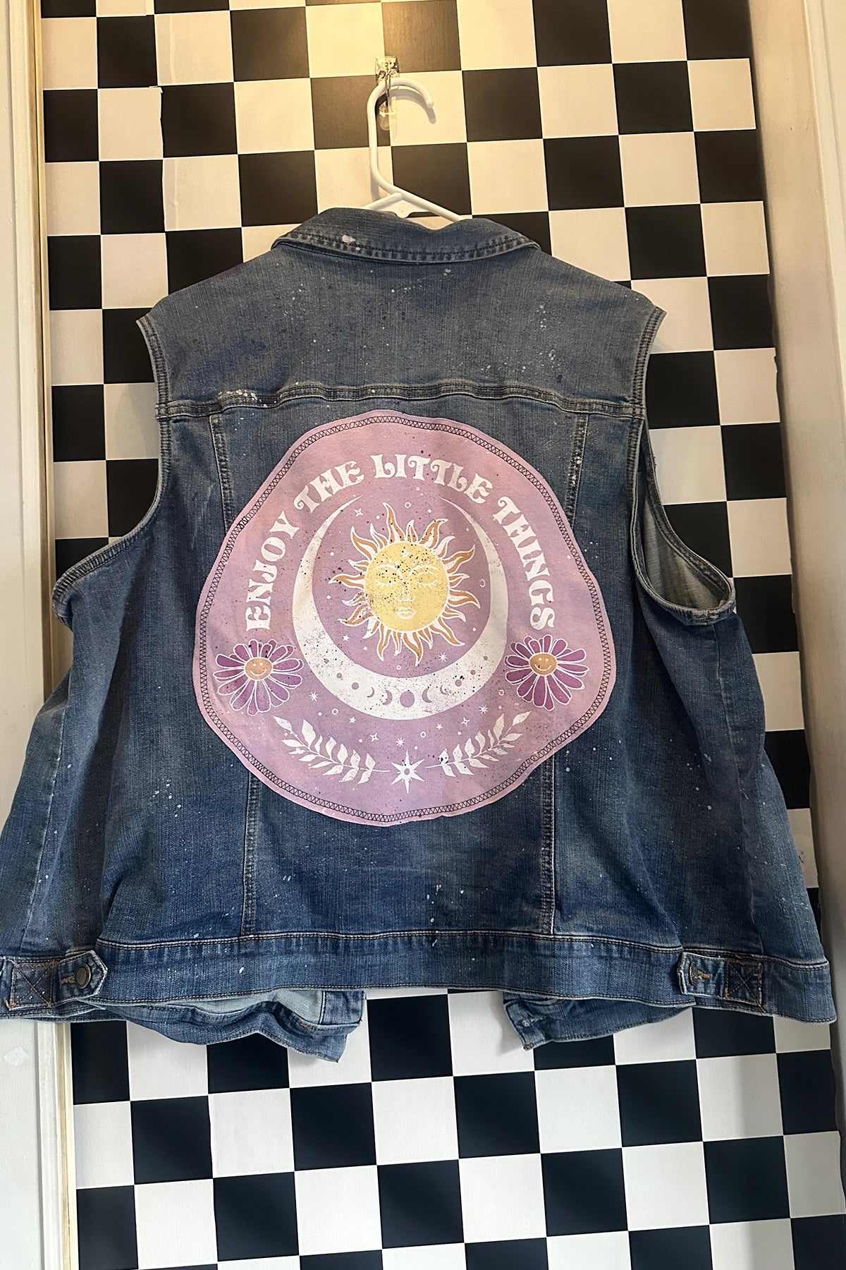 Enjoy the Little Things Denim Splatter Vest